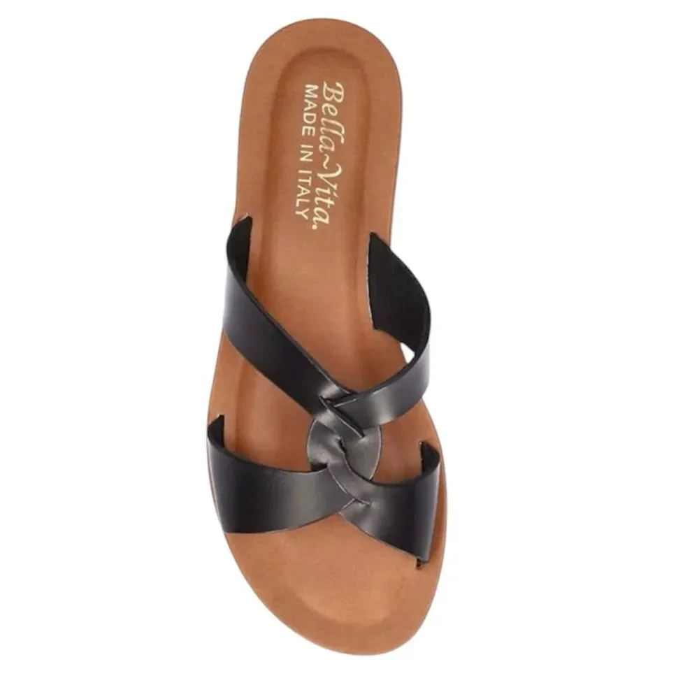 NWB Bella Vita Dov-Italy Black Leather Slide Sandals Women's Size 7 Open toe - Picture 12 of 13